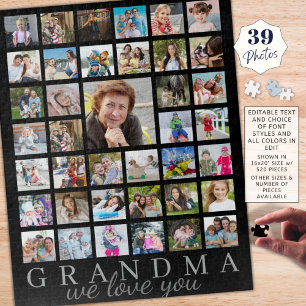 Puzzle GRANDMA moderne Collage photo Script Message noir