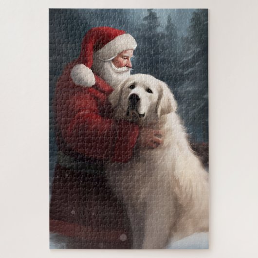 Puzzle Grands Pyrénées avec Noël Festif du Père Noël (Vertical)