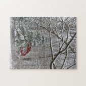 Puzzle Grange rouge neigeuse (Horizontal)