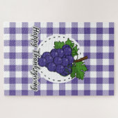 Puzzle Grape on Violet Plaid (Horizontal)