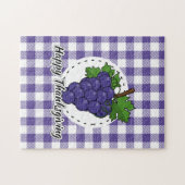 Puzzle Grape on Violet Plaid (Horizontal)
