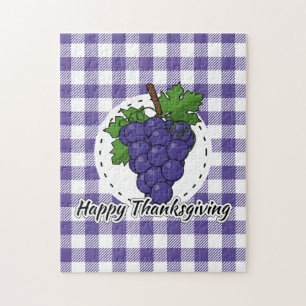 Puzzle Grape on Violet Plaid