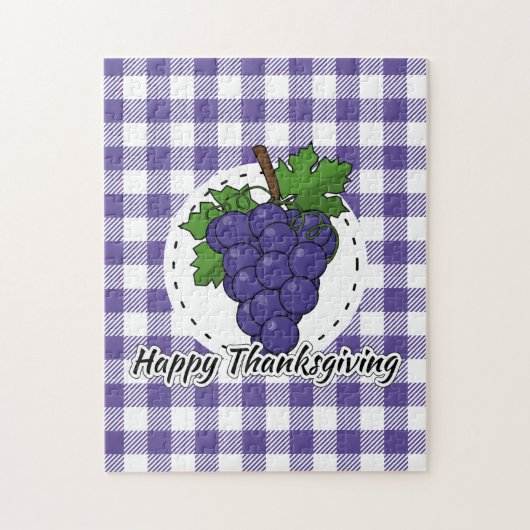 Puzzle Grape on Violet Plaid (Vertical)