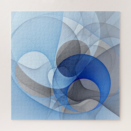 Puzzle Graphique d'art fractal gris bleu Abstrait moderne (Horizontal)