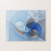 Puzzle Graphique d'art fractal gris bleu Abstrait moderne (Horizontal)