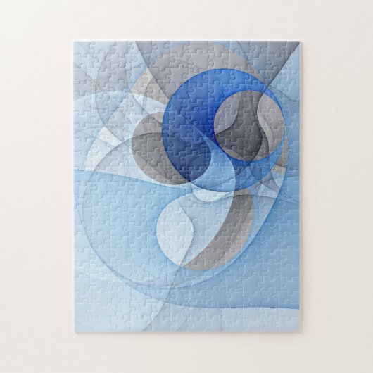 Puzzle Graphique d'art fractal gris bleu Abstrait moderne (Vertical)