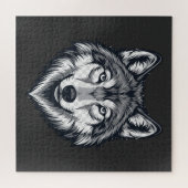 Puzzle graphique de la tête de loup solitaire féro (Horizontal)