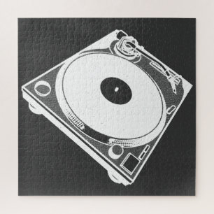 Puzzle Graphique de Tourne-disque rétro en blanc