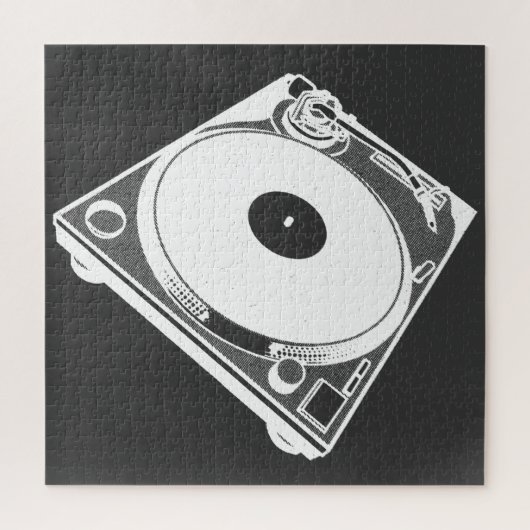 Puzzle Graphique de Tourne-disque rétro en blanc (Vertical)