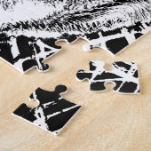 Puzzle Graphique noir et blanc de tigre d'yeux bleus (Côté)