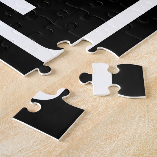 Puzzle Gras moderne 3 initiales Monogramme | Blanc sur no (Côté)