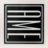 Puzzle Gras moderne 3 initiales Monogramme | Blanc sur no (Horizontal)
