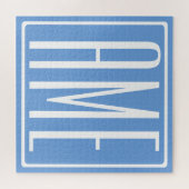 Puzzle Gras moderne 3 initiales Monogramme | Bleu doux (Horizontal)