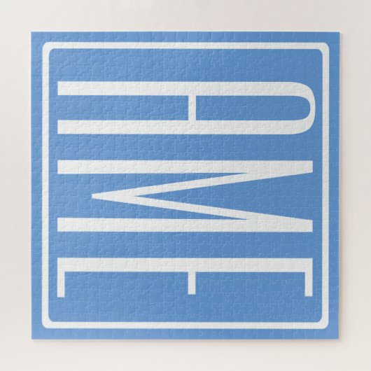 Puzzle Gras moderne 3 initiales Monogramme | Bleu doux (Horizontal)