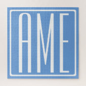 Puzzle Gras moderne 3 initiales Monogramme | Bleu doux (Vertical)
