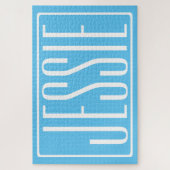 Puzzle Gras & Moderne votre nom ou mot | Blanc et bleu ci (Vertical)