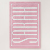 Puzzle Gras & Moderne votre nom ou mot | Blanc sur rose (Vertical)