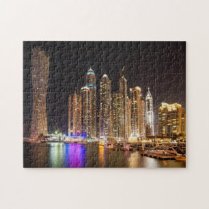 Puzzle Gratte-ciel dans la marina de Dubaï la nuit, EAU