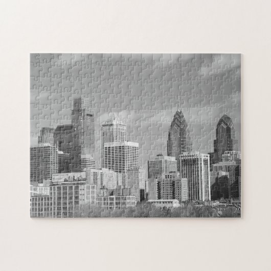 Puzzle gratte-ciel de Philly noir et blanc (Horizontal)