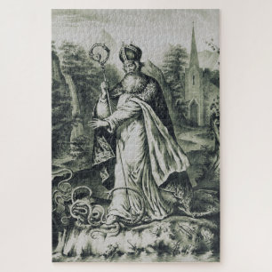 Puzzle Gravure vintage de Saint Patrick bannissant les se