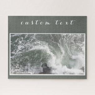 PUZZLE GRAY GREEN OCEAN SEA WAVES BREAKING WHITE WATER
