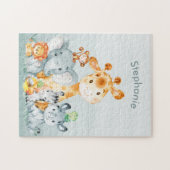 Puzzle Gray Mint Watercolor Cute (Horizontal)