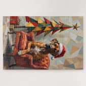 Puzzle Great Dane Abstract Geometric Christmas Nap Hat (Horizontal)