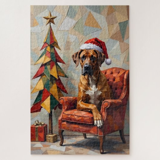 Puzzle Great Dane Abstract Geometric Christmas Nap Hat (Vertical)