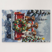 Puzzle Great Dane Christmas Red Truck Holiday (Horizontal)