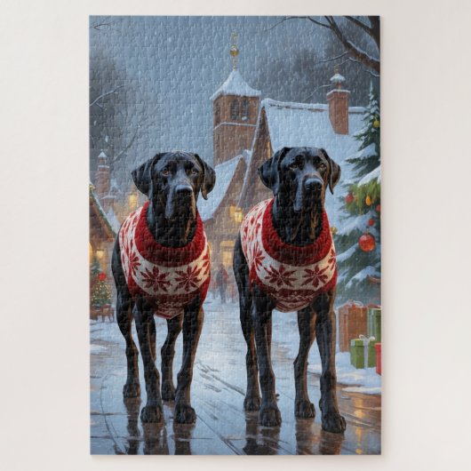 Puzzle Great Dane Dogs Christmas Snow Holiday (Vertical)