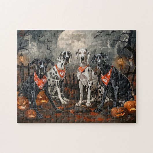 Puzzle Great Dane Halloween Éffrayant (Horizontal)