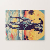 Puzzle Great Dane sur une plage tropicale au coucher du s (Horizontal)