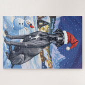 Puzzle Great Dane Winter Wonderland Noël Joie (Horizontal)