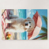 Puzzle Great Pyrenees Beach Relax Scene (Horizontal)