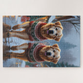 Puzzle Great Pyrenees Dogs Christmas Snow Holiday (Horizontal)