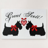 Puzzle "Great Scott !", Scottish Terrier chien/coeur roug (Horizontal)
