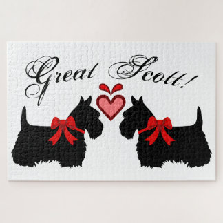 Puzzle "Great Scott !", Scottish Terrier chien/coeur roug