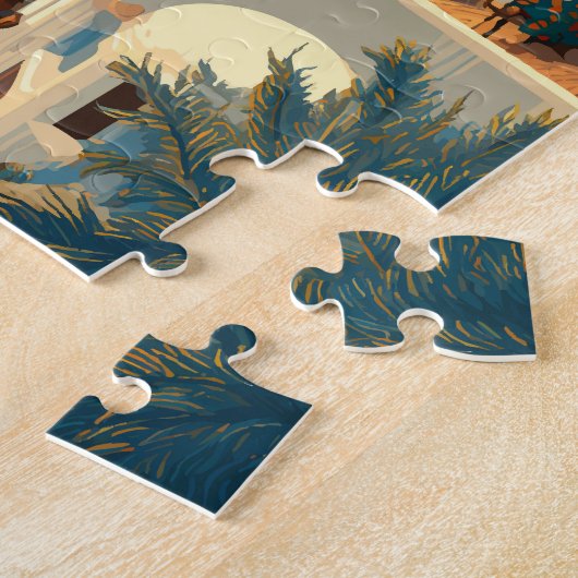 Puzzle Grèce Illustration Voyage Art Vintage (Côté)