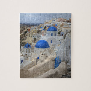 Puzzle Grèce, Santorin. Clocher et dômes bleus de 3