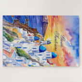 Puzzle Grèce Santorini Aquarelle Croquis mer Egée | (Horizontal)