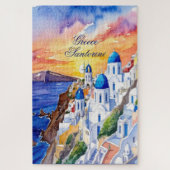 Puzzle Grèce Santorini Aquarelle Croquis mer Egée | (Vertical)