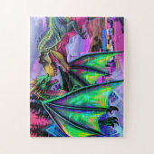 Puzzle Green Dragon vs Dinosaur (Vertical)