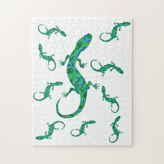 Puzzle Green Gecko (Vertical)