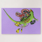 Puzzle Green Gecko Tribal Purple (Horizontal)