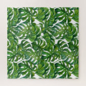 Puzzle Green Monstera Feuilles Tropical sans couture (Horizontal)