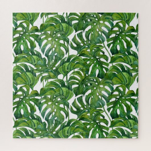 Puzzle Green Monstera Feuilles Tropical sans couture (Vertical)