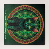 Puzzle Green Neon Mandala Majesty (Horizontal)