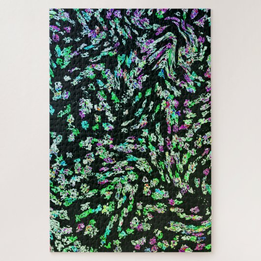 Puzzle Green Pink Black Abstract Fractal Modern Art 2023 (Vertical)