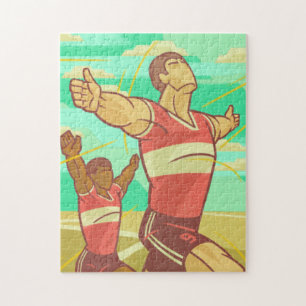 Puzzle Green Retro Football esthétique Sport Illustration