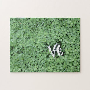 Puzzle Green Spring Clover LOVE Mariage Photo Art Fun